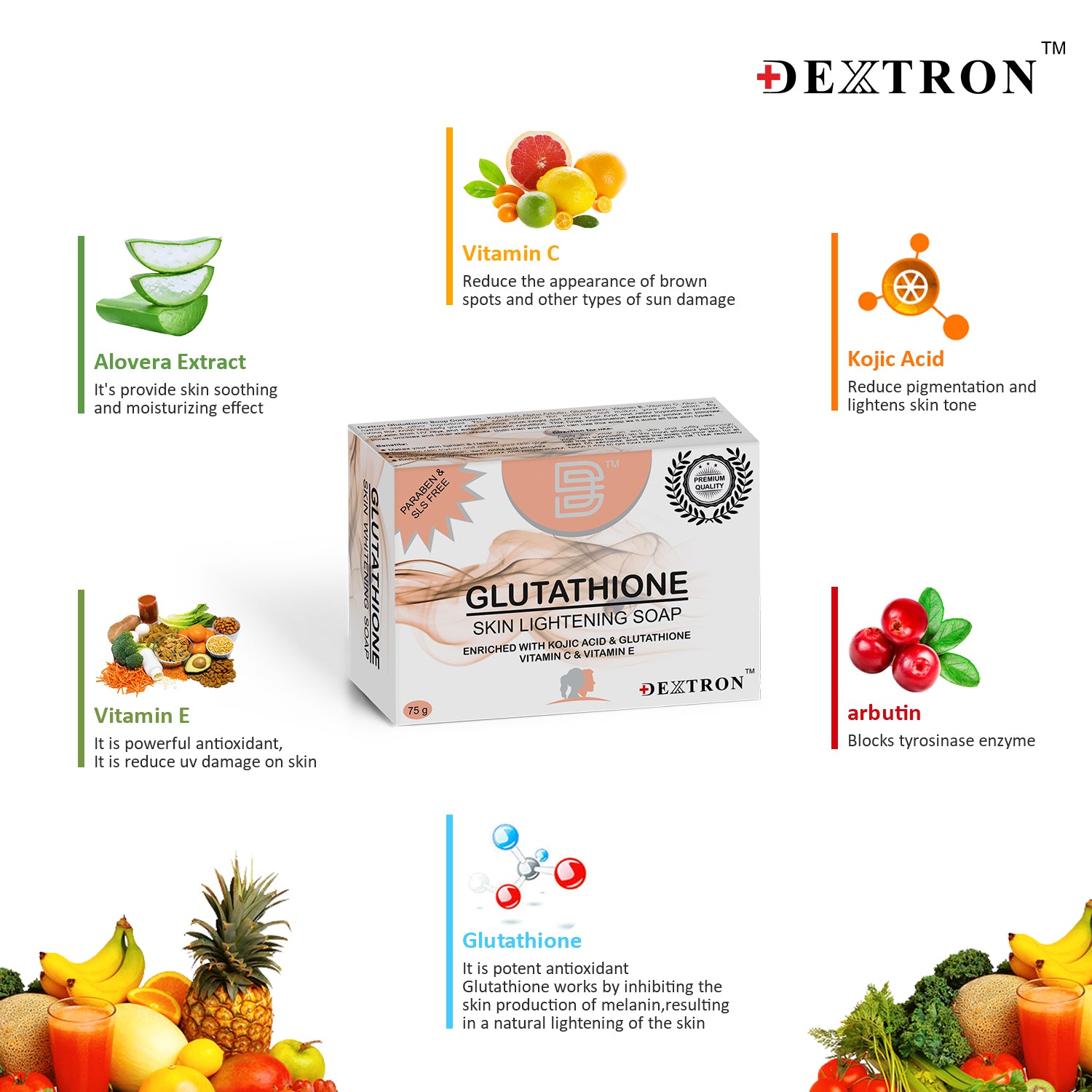 Dextron Glutathione Skin Whitening Soap 75gm